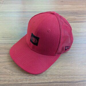 New Era scarlet San Francisco 49ers Shanahan square trucker 100 snapback hat red